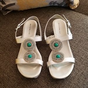 Bandolino Silver sandals with jeweled top